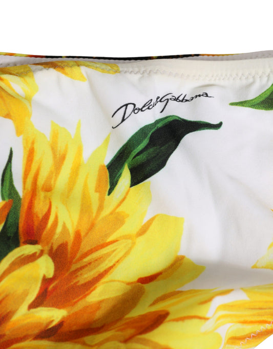 Dolce & Gabbana Yellow Nylon Sunflower Bikini Bottom Swimwear