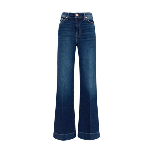 7FOR Blue Cotton Flared Jeans