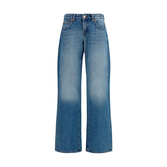 7FOR Blue Cotton Straight-Leg Jeans
