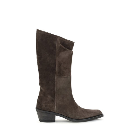 Khaite Brown Leather Ankle Boots