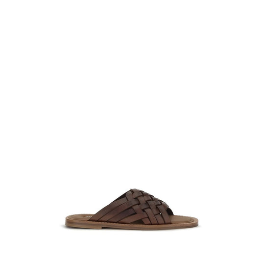 Miu Miu Brown Calf Leather Bos Taurus Flat Sandals
