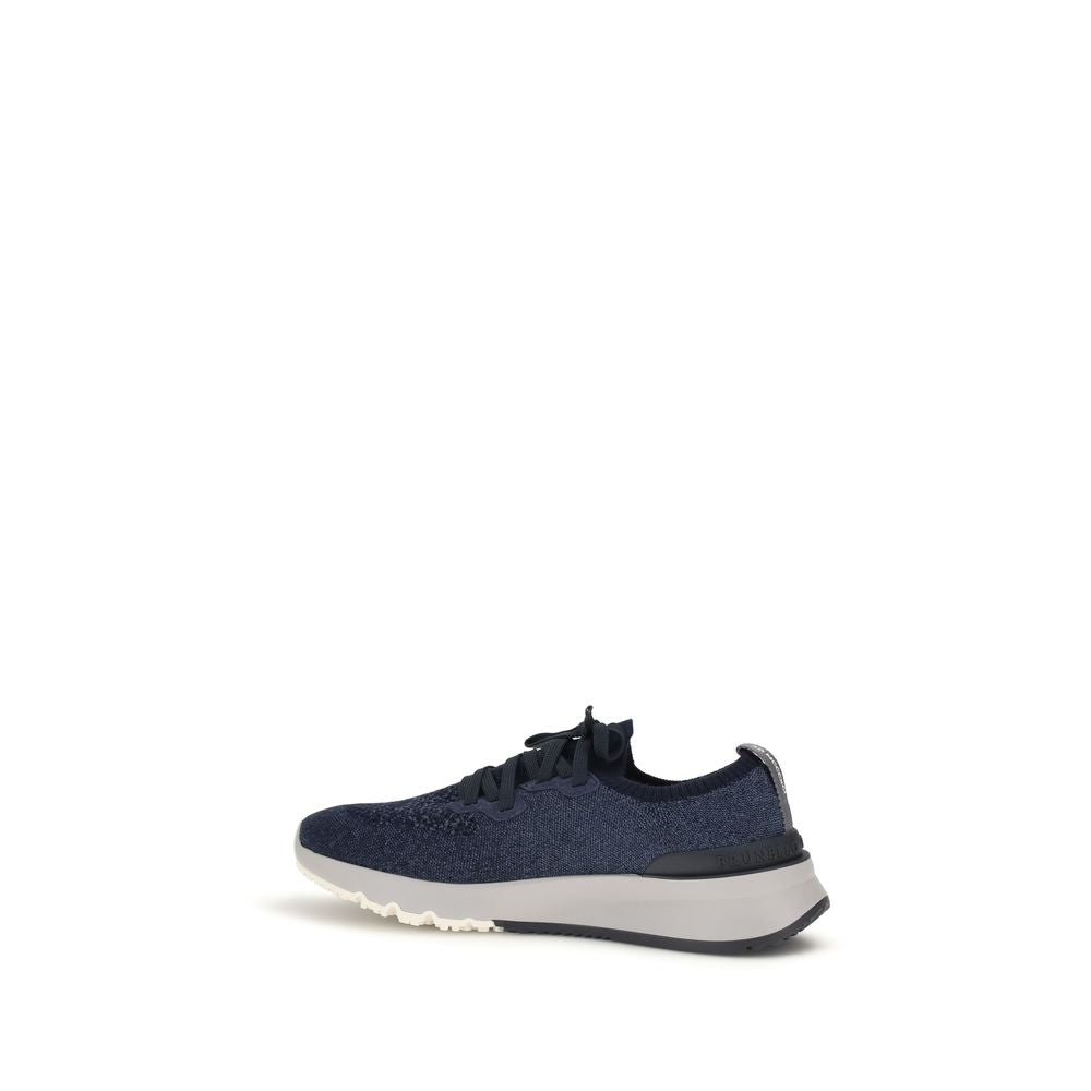 Brunello Cucinelli Blue Cotton Athletic Sneakers