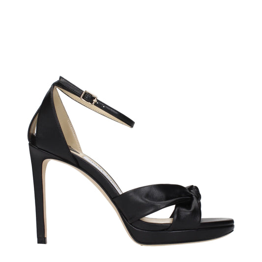 Jimmy Choo Black Leather Platform Sandals