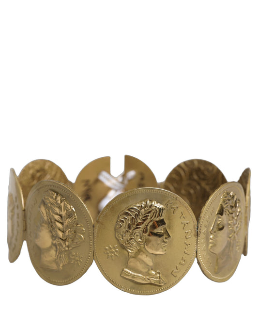 Dolce & Gabbana Gold Tone Brass Coin Metal Waist Cintura Belt