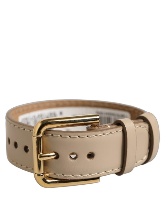 Dolce & Gabbana Beige Calfskin Leather Gold Buckle Belt Strap Bracelet