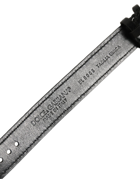 Dolce & Gabbana Black Textured Leather Gold Buckle Belt Strap Bracelet