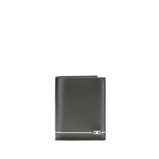 Ferragamo Black Calf Leather Bos Taurus Wallet
