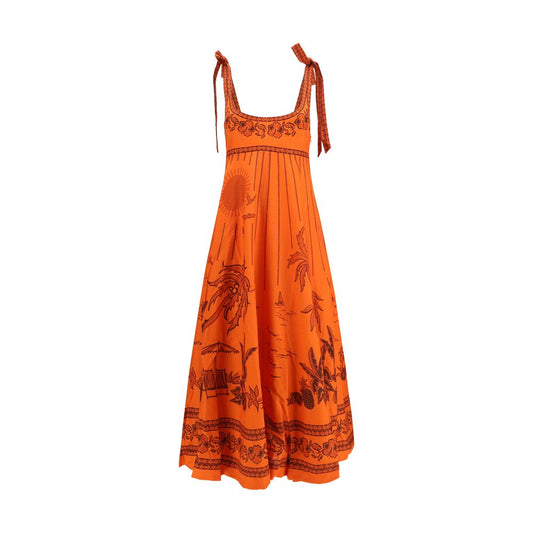 Alemais Orange Linen Casual Dress
