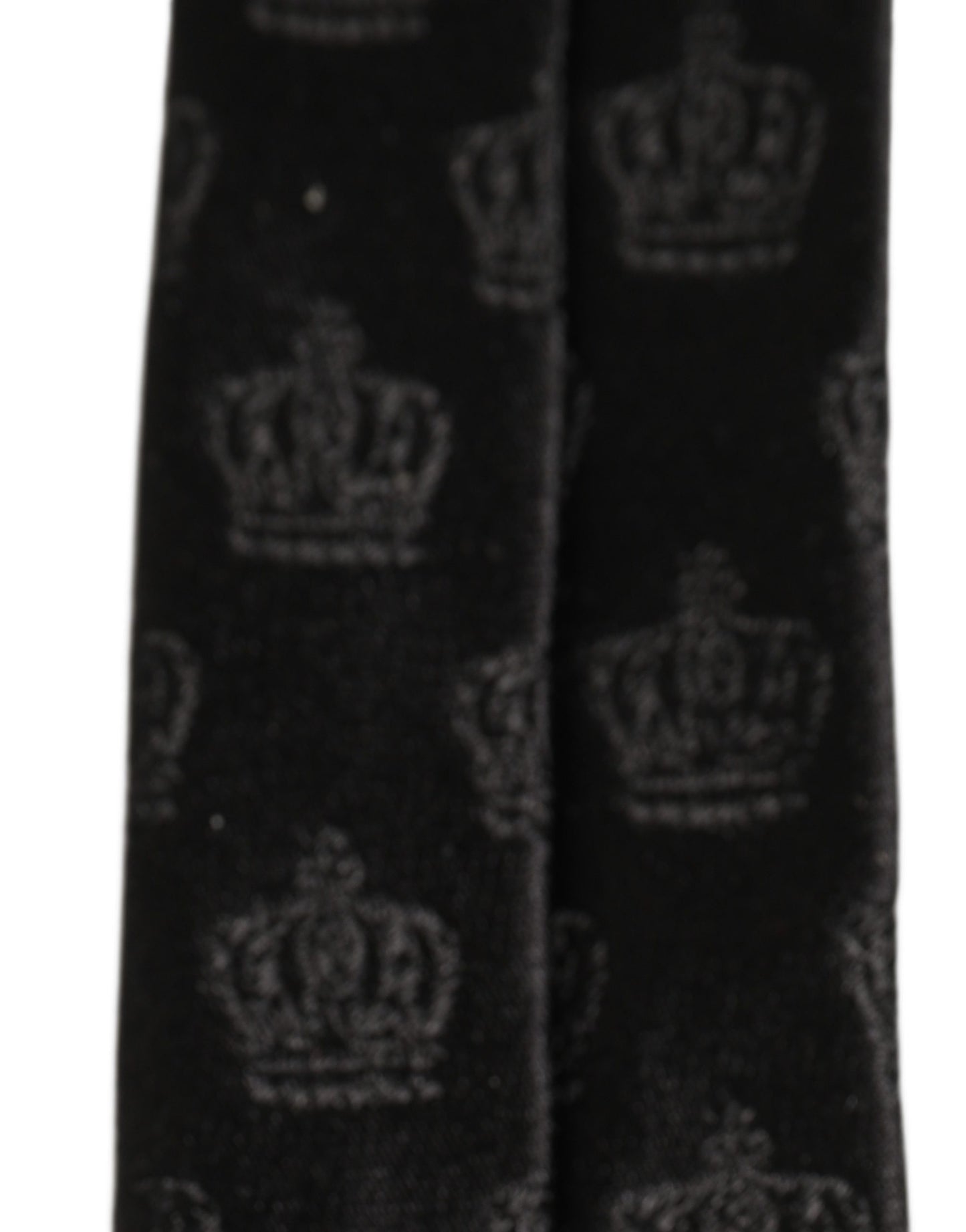 Dolce & Gabbana Men Black Crown Print Silk Adjustable Tied Necktie Tie
