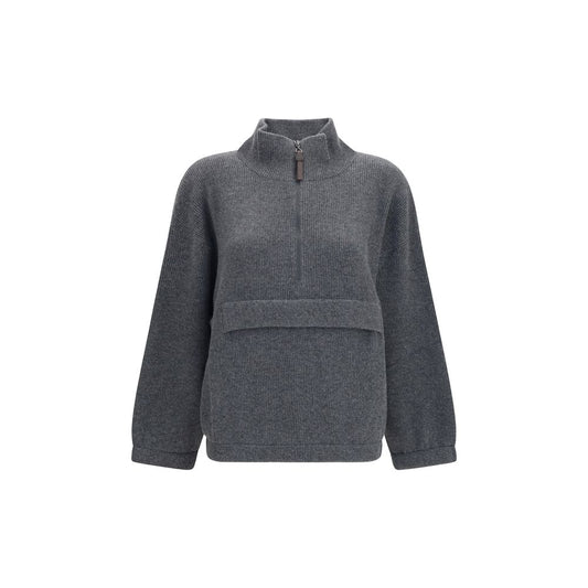 Brunello Cucinelli Gray Cashmere Sweatshirt