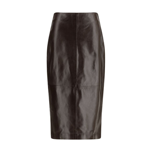 Arma Brown Leather Long Skirt