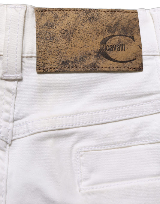 Just Cavalli White High Waist Wide Leg Denim Trouser Jeans
