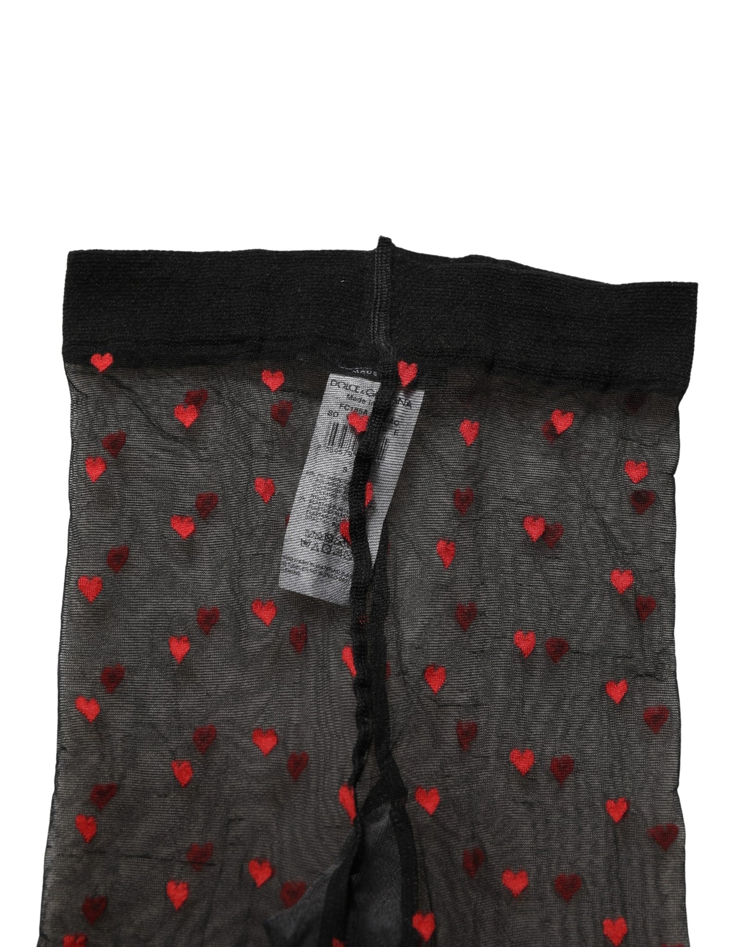 Dolce & Gabbana Black Nylon Hearts Tights Stocking Pantyhose Socks