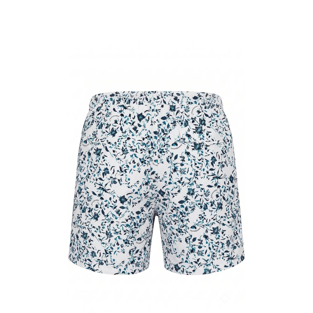 Trussardi Beachwear White Polyester Men Swim Shorts