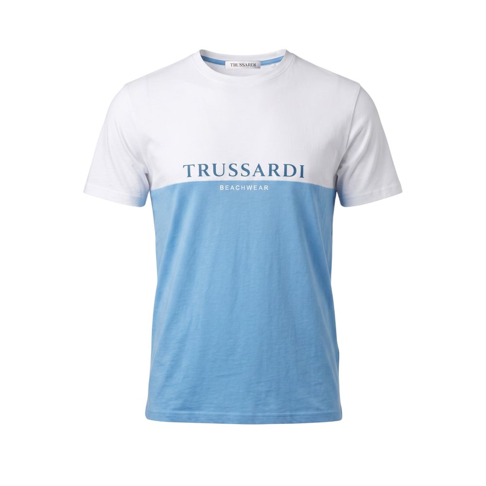 Trussardi Beachwear Light Blue Cotton Men T-Shirt