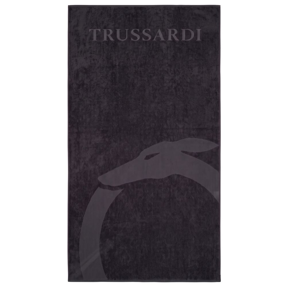 Trussardi Beachwear Black Cotton Men Beach Towel