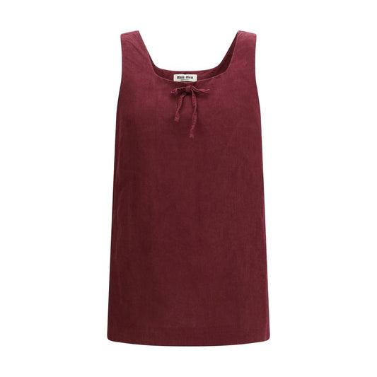Miu Miu Bordeaux Linen Casual Dress