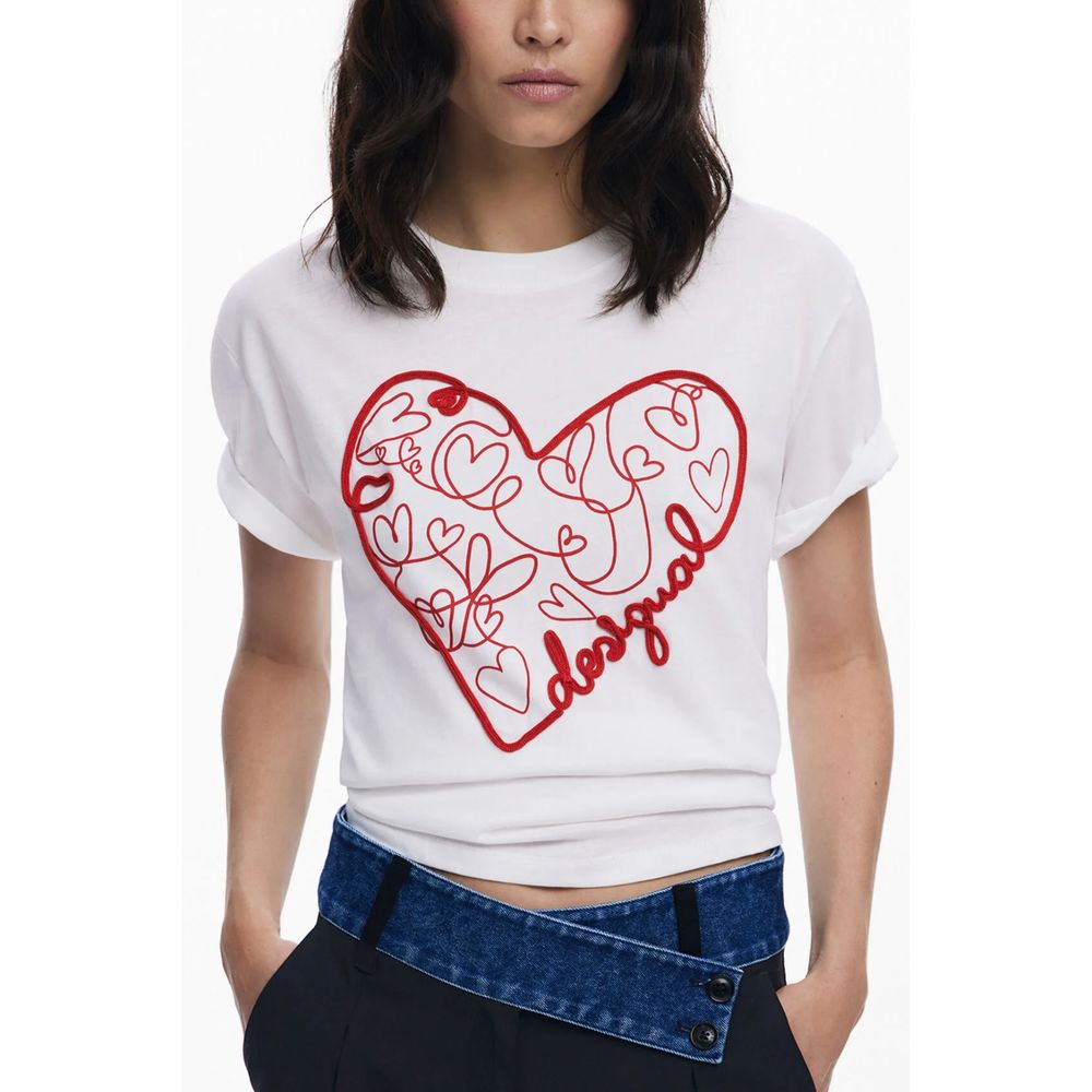 Desigual White Cotton T-Shirt