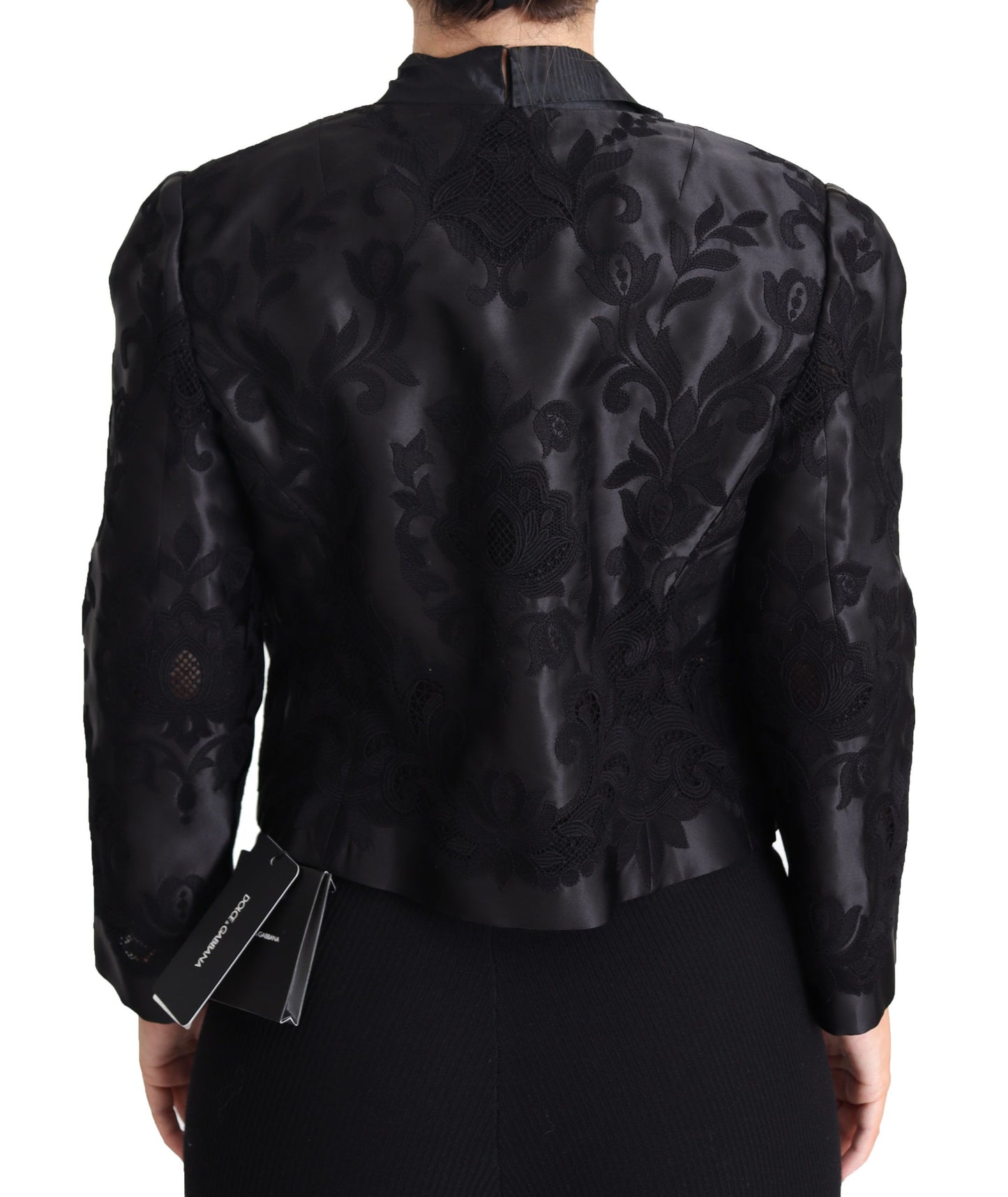 Dolce & Gabbana Black Lace Sheer Corset Organza Silk Jacket