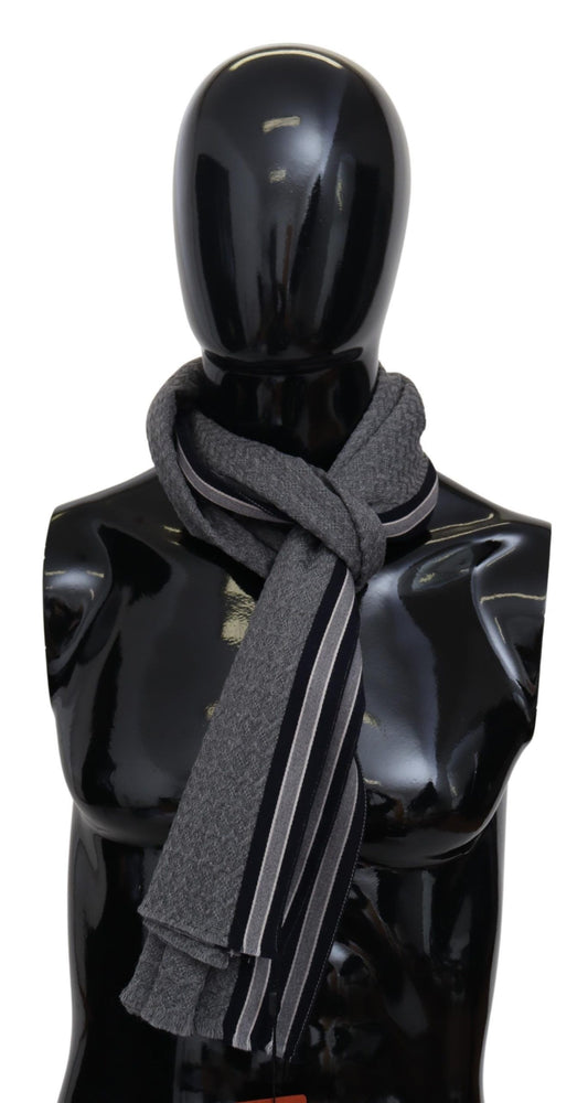 Missoni Gray Stripes Pattern 100% Wool Unisex Neck Wrap Scarf