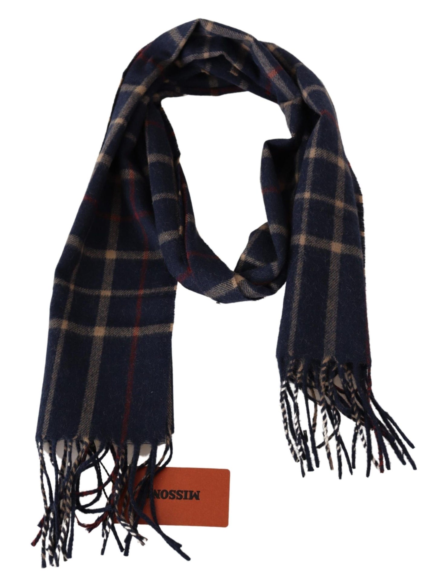Missoni Black Checkered Unisex Neck Wrap Fringes Scarf