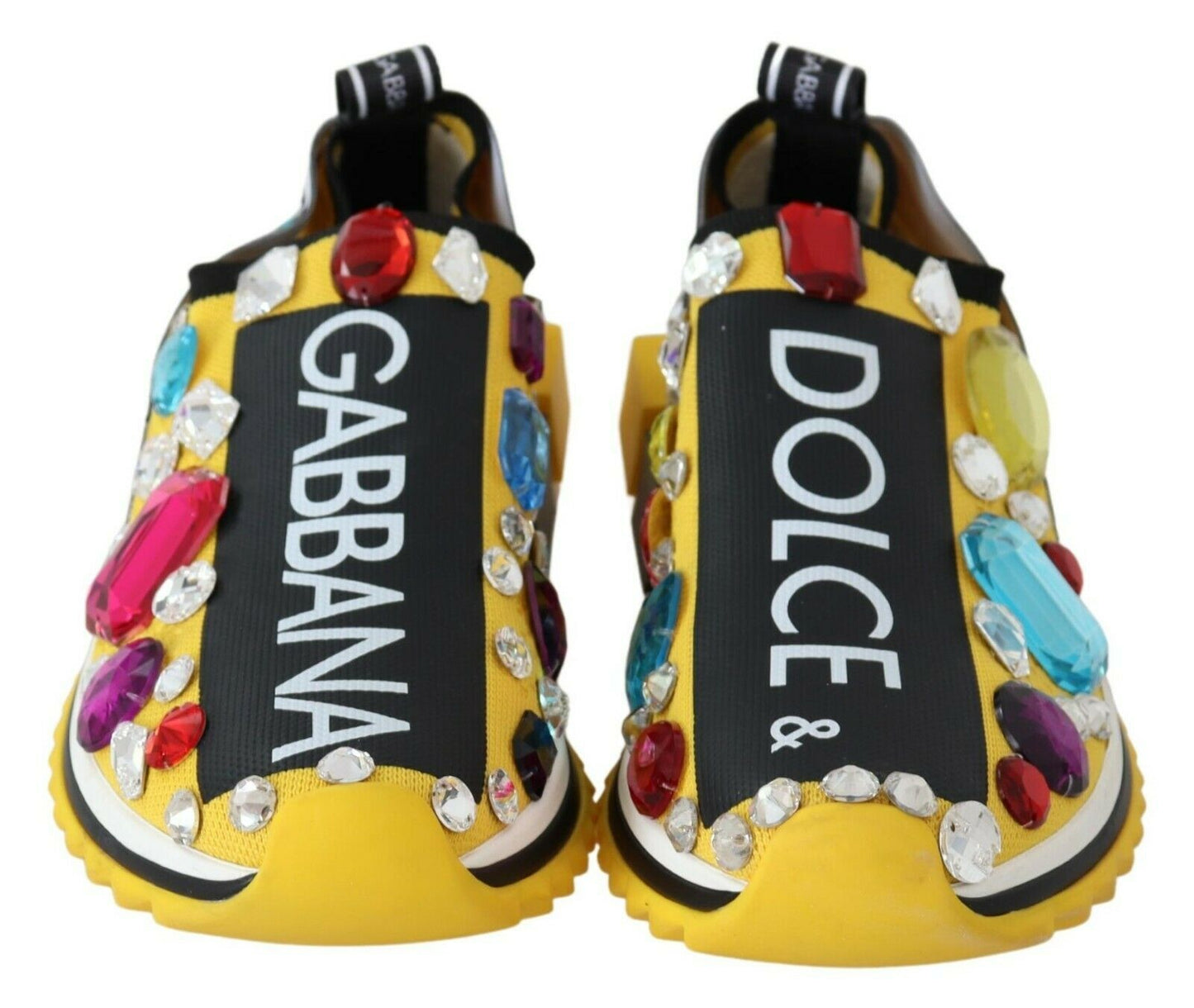 Yellow Multicolor Crystals Sneakers Shoes