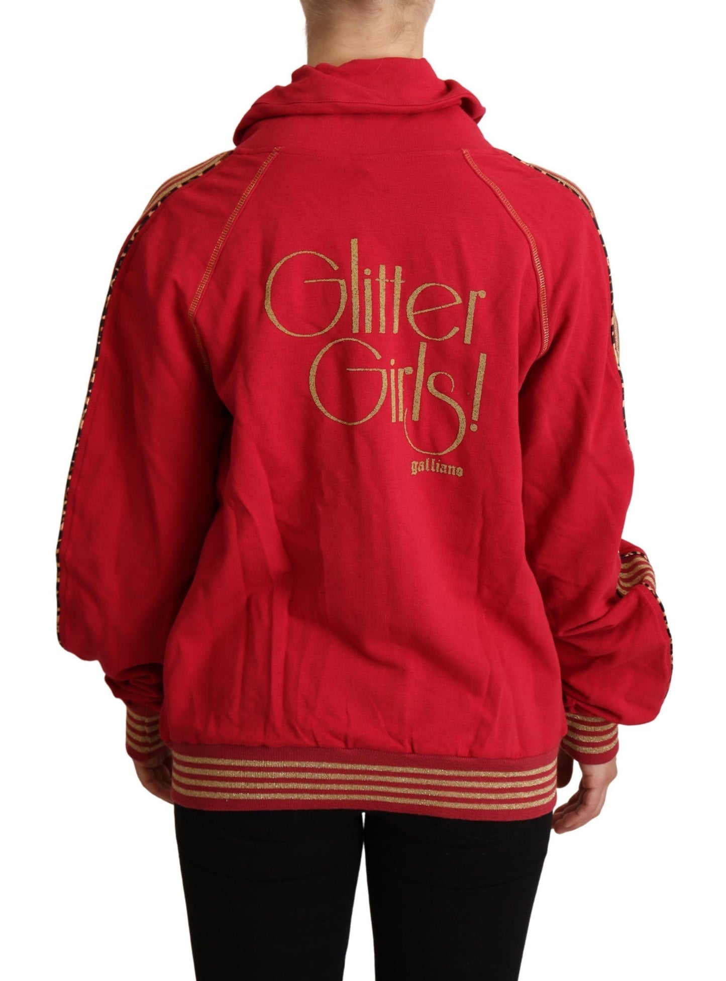 John Galliano Red Full Zip Jacket Sweatshirt Hooded Sweater