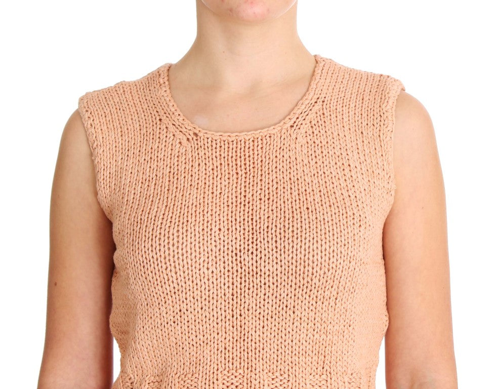 PINK MEMORIES Pink Cotton Blend Knitted Sleeveless Sweater