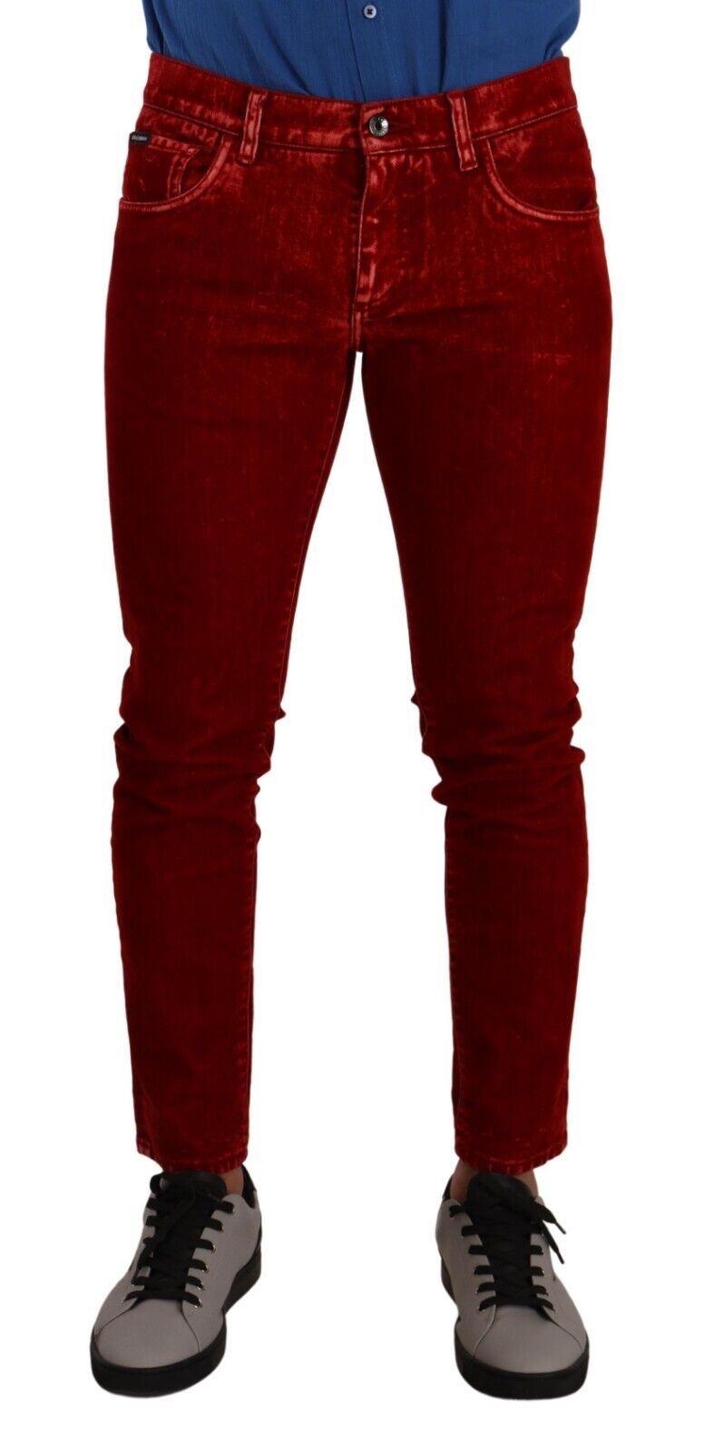 Red Cotton Stretch Skinny Denim Trouser Jeans