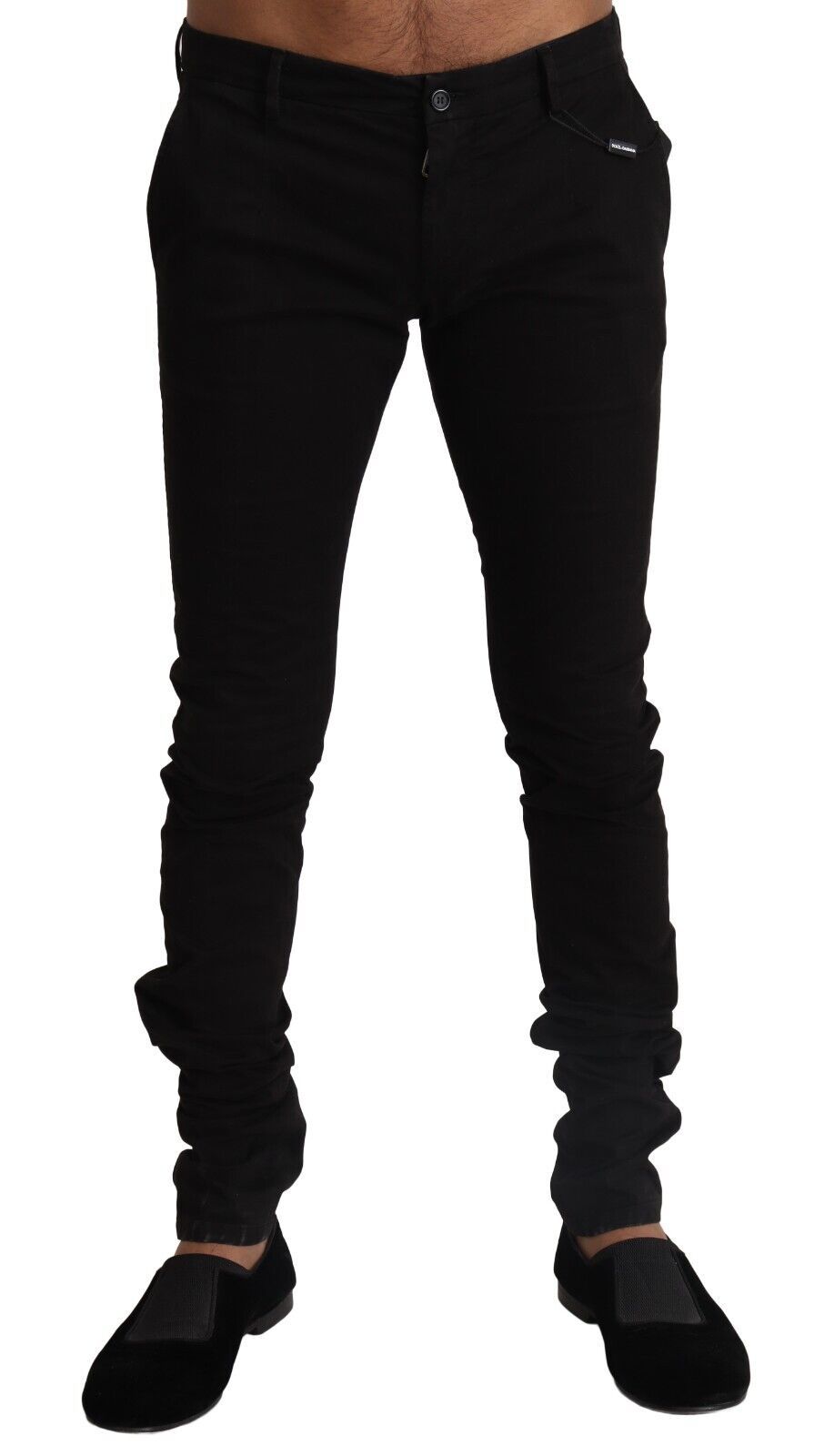 Black Cotton Stretch Slim Fit Skinny Pants