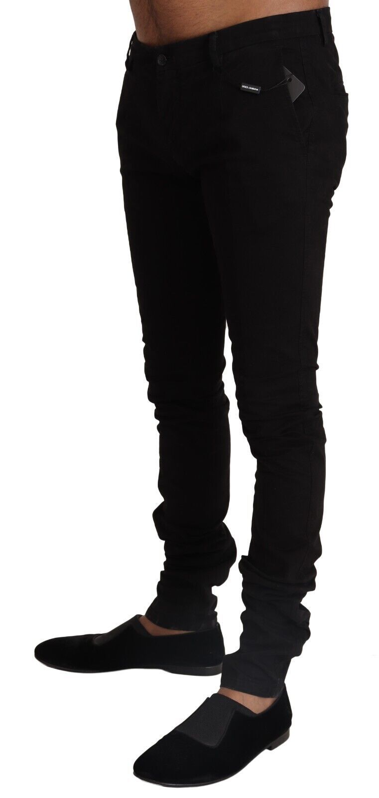 Black Cotton Stretch Slim Fit Skinny Pants