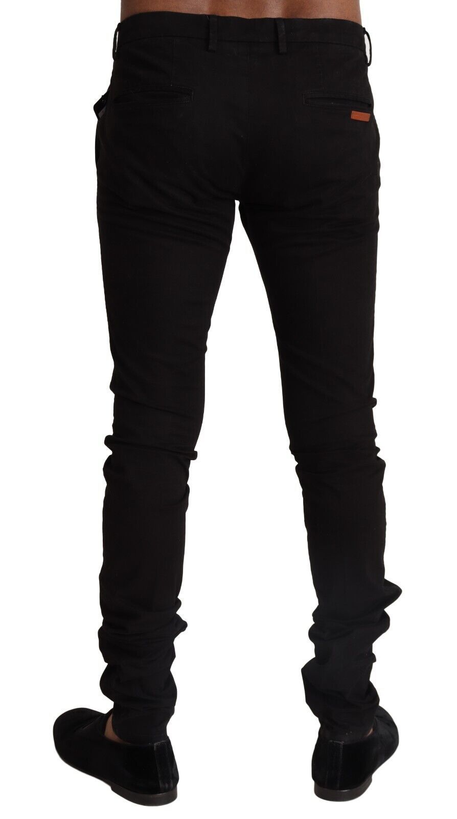 Black Cotton Stretch Slim Fit Skinny Pants