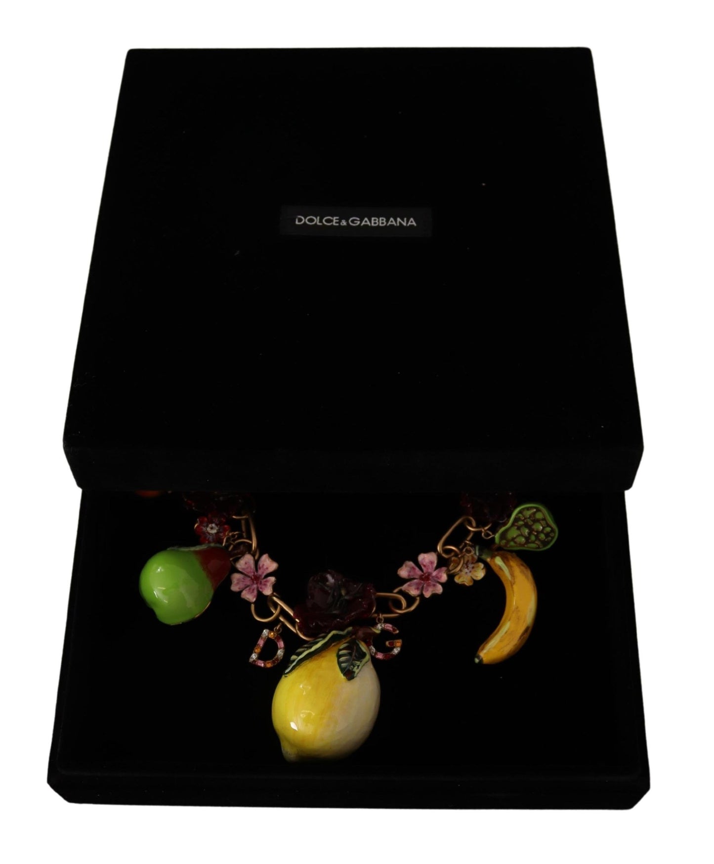 Gold Brass Sicily Fruits Roses Statement Necklace