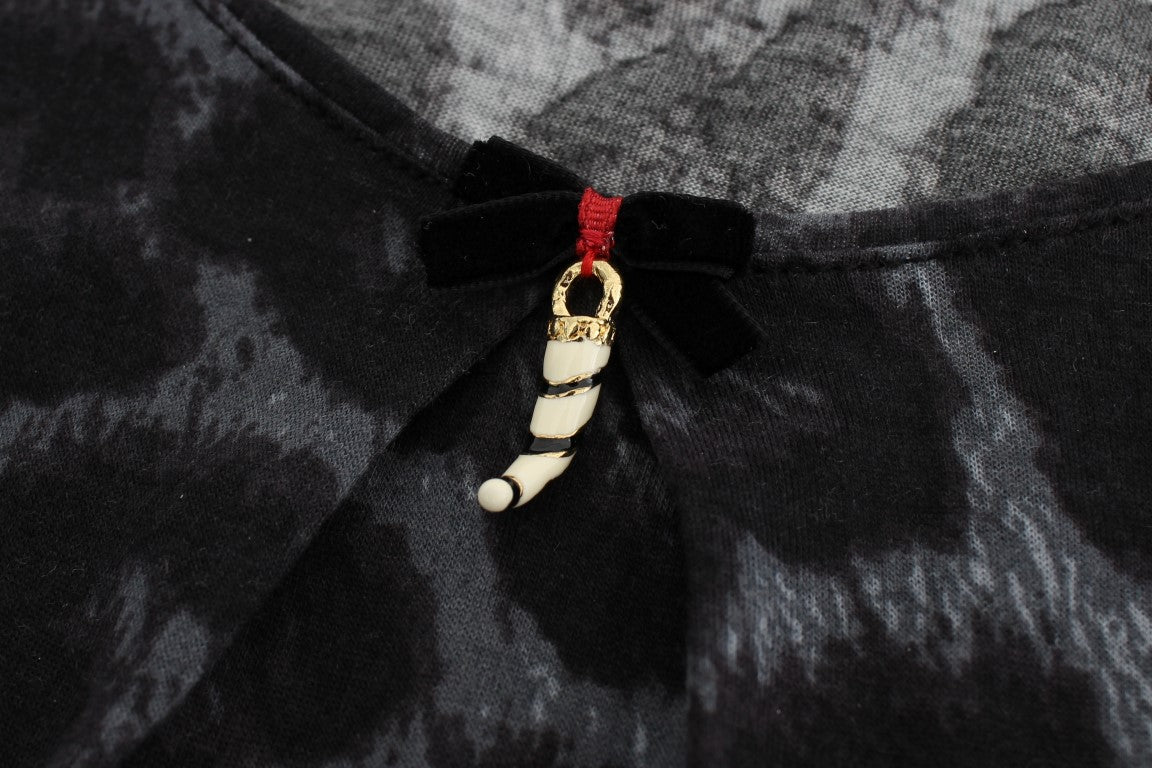 Cavalli Gray Leopard Modal T-Shirt Blouse Top