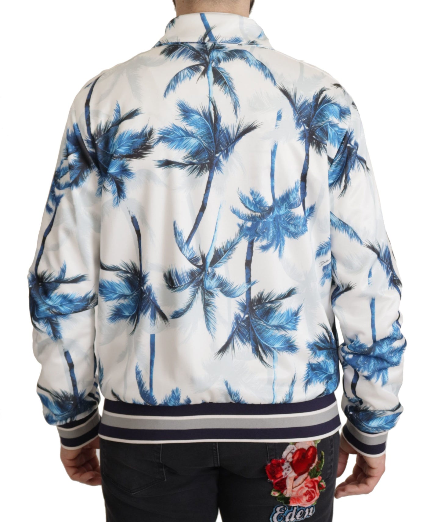 Multicolor Tree Print Men Full Zip Sweater