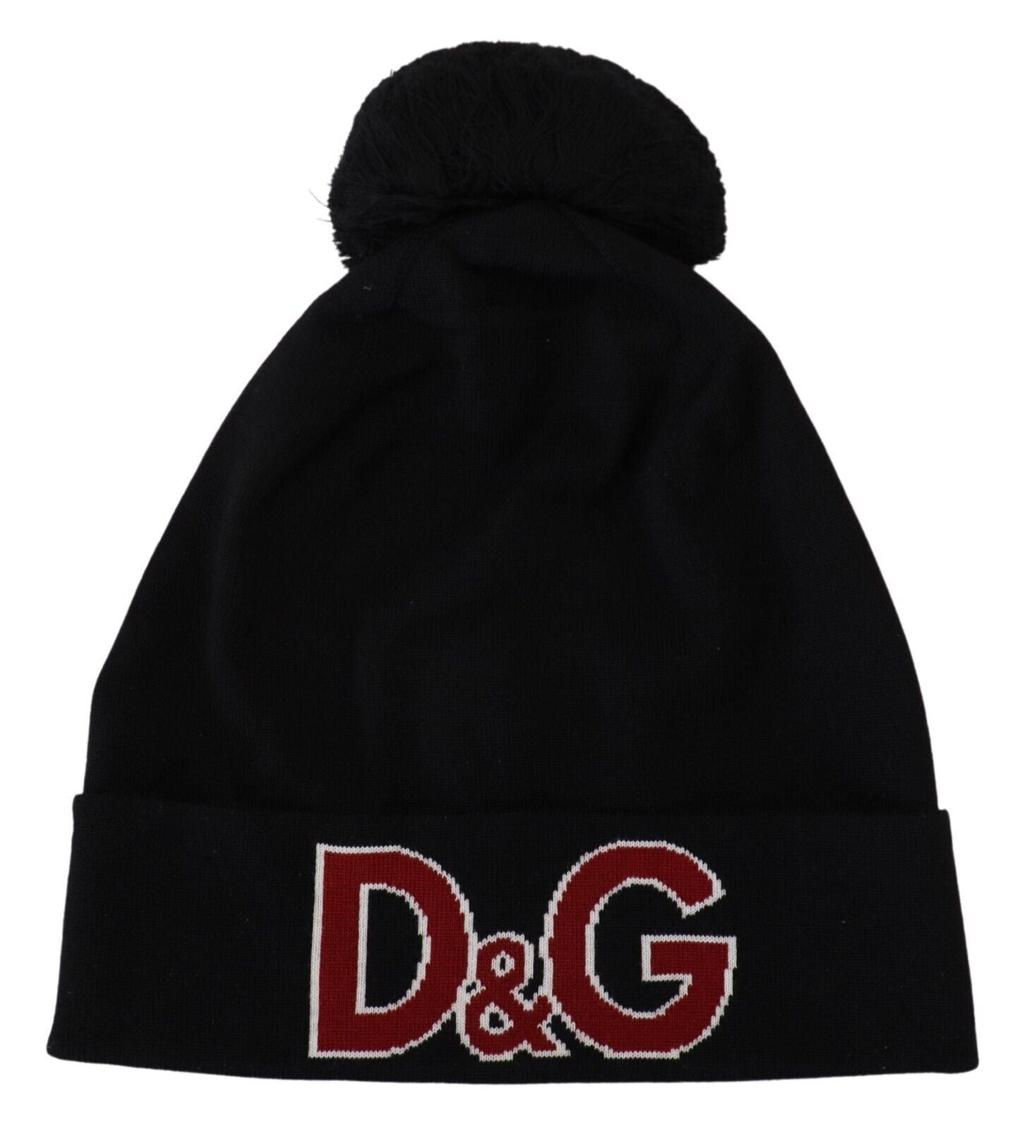 Black Wool Fur Ball DG Love Winter Beanie One Size Hat