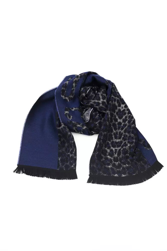Cavalli Class Blue Wool Scarf