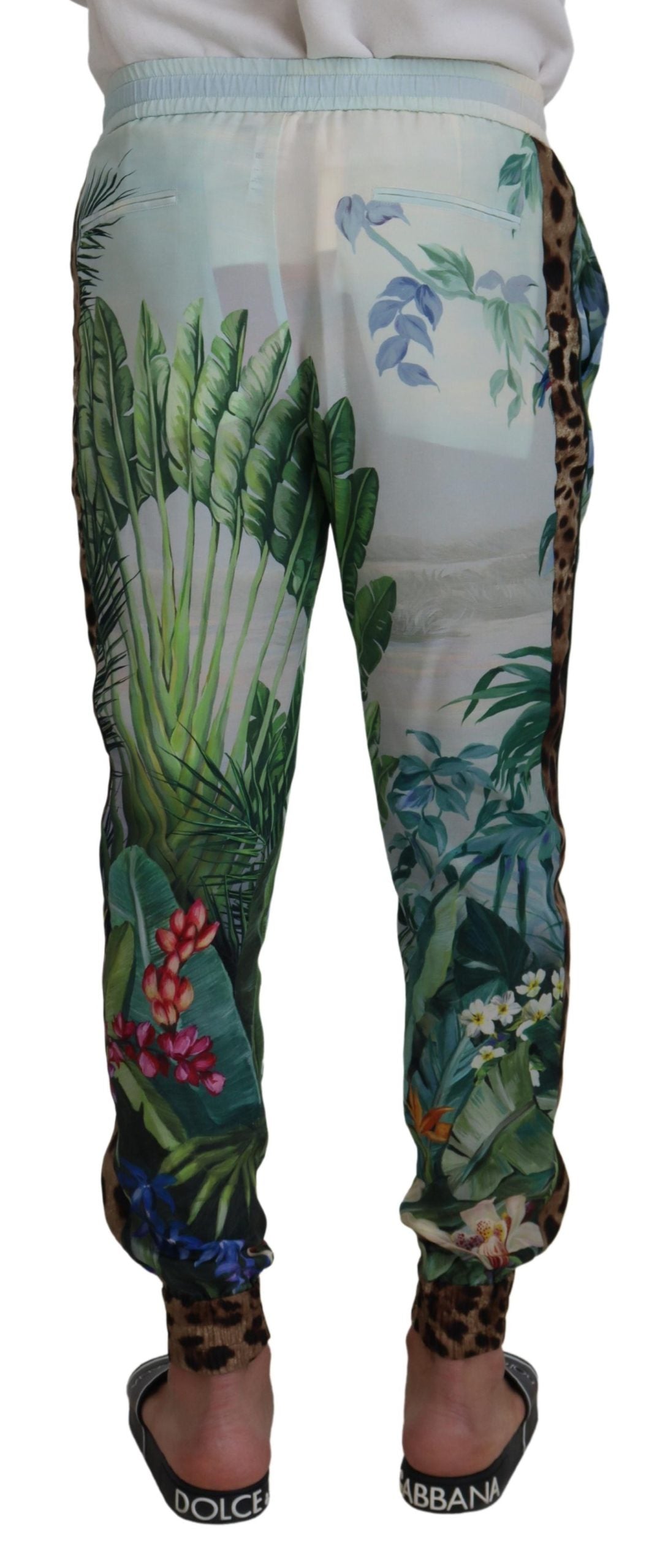 Dolce & Gabbana White Floral Printed Men Jogger Pants