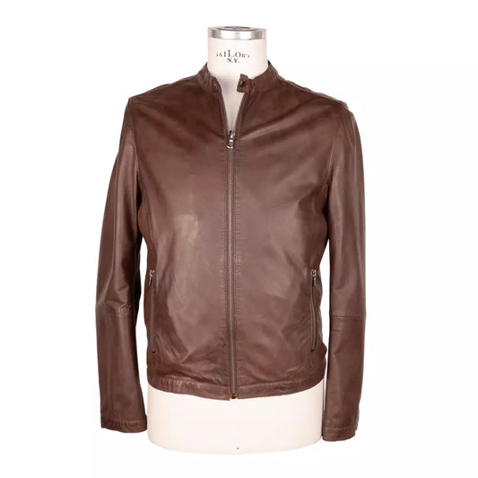 Emilio Romanelli Brown Leather Jackets & Coat