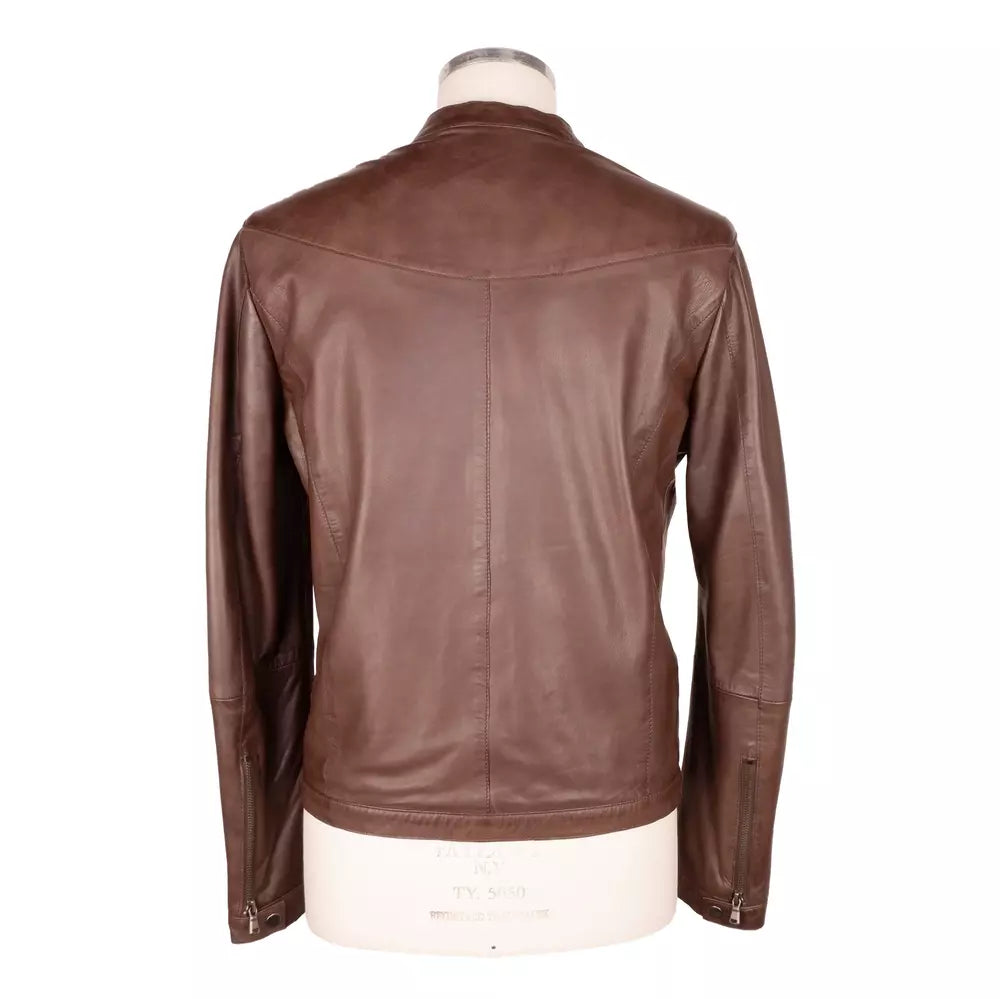 Emilio Romanelli Brown Leather Jackets & Coat