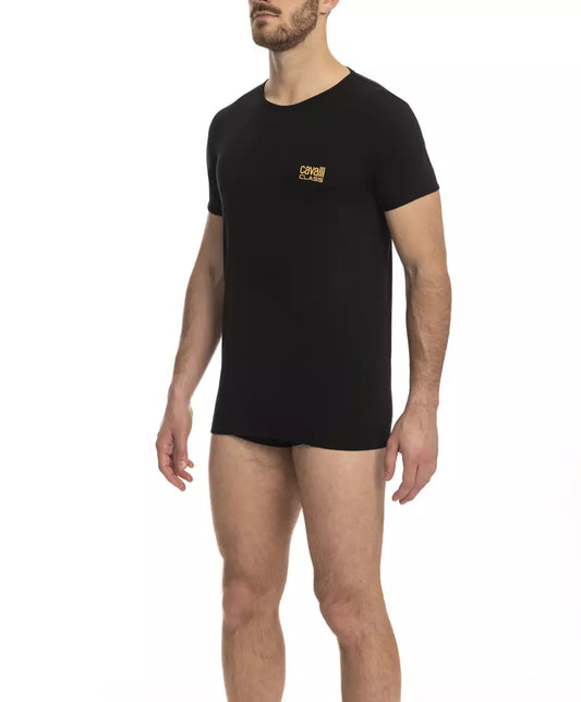 Cavalli Class Black Cotton T-Shirt