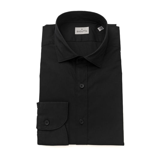 Bagutta Black Cotton Men's Slim Shirt