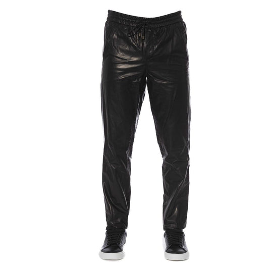 Trussardi Black Lamb Leather Men Pant