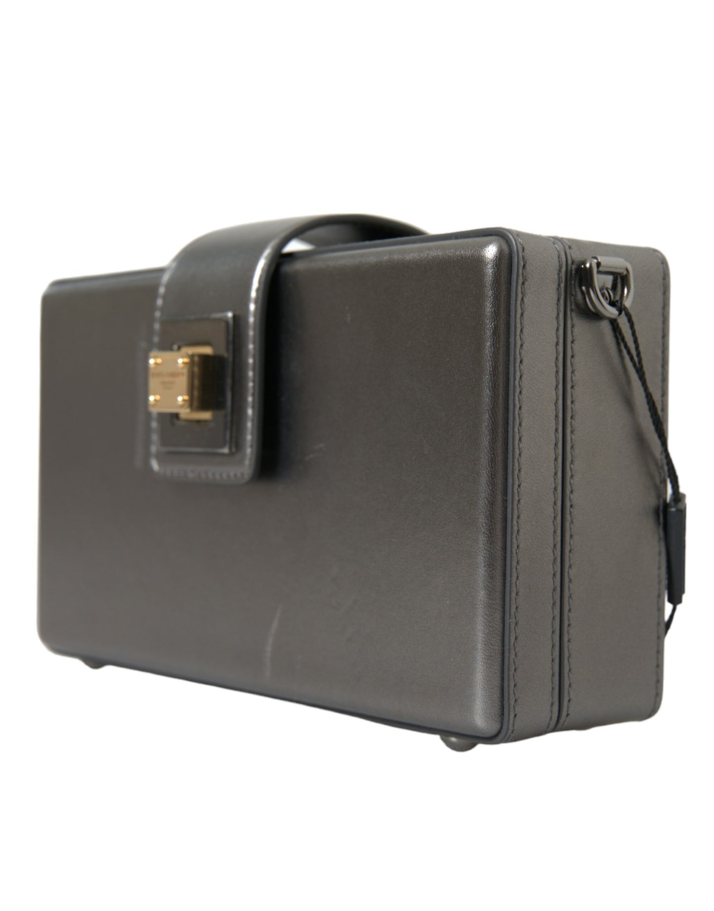 Dolce & Gabbana Metallic Gray Calfskin Leather DG BOX Shoulder Bag