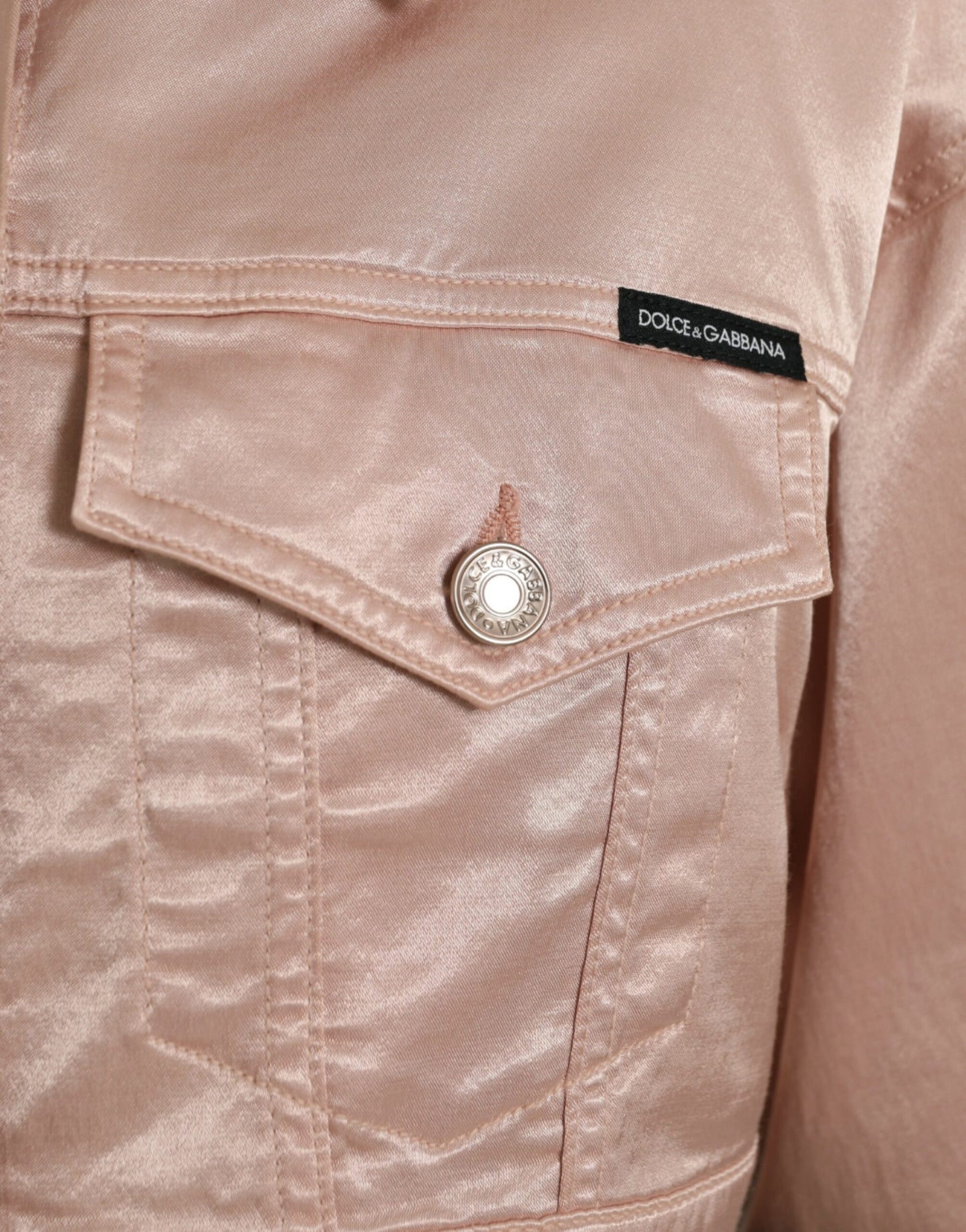 Dolce & Gabbana Pink Cotton Stretch Collared Cropped Jacket
