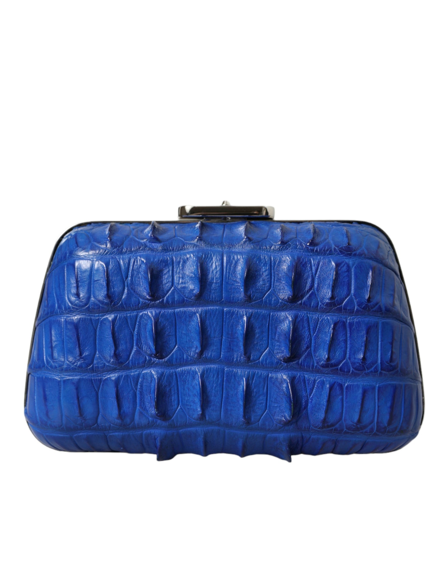 Blue Exotic Skin Leather Shoulder Crossbody Box Clutch Bag
