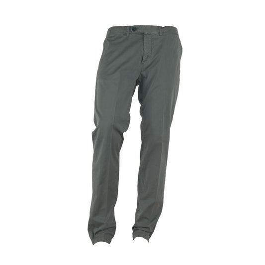 Made in Italy "Gray Cotton Men Trouser with Italian Craftsmanship"