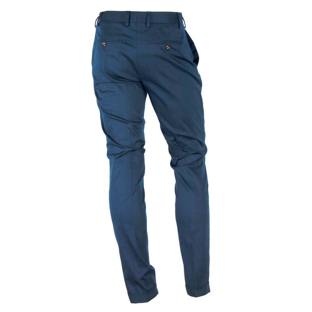 Made in Italy Blue Cotton Men Trouser