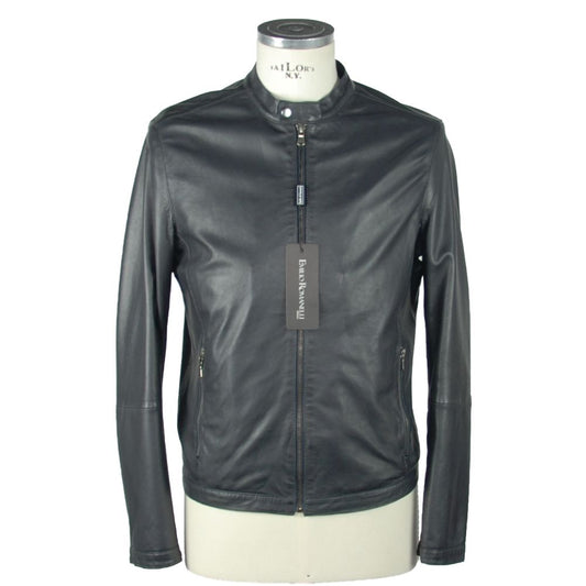 Emilio Romanelli Blue Leather Jackets & Coat