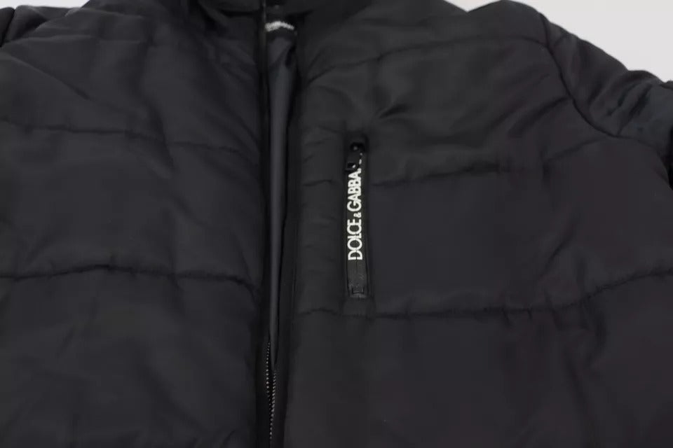 Dolce & Gabbana Black Nylon Hooded Parka Coat Winter Jacket